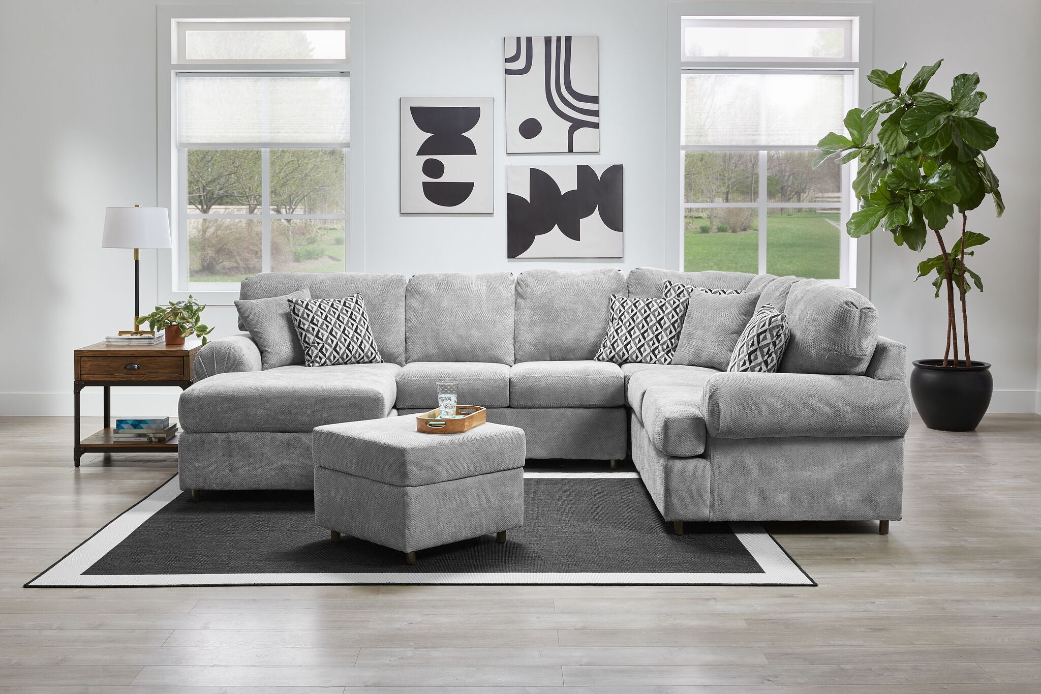 Jupiter 4-Piece Sectional with Left-Facing Chaise - Ash Grey