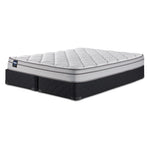Sealy Essentials Kairo Medium Euro Top Queen mattress and split boxspring set with quilted white top and black base