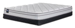 Sealy Essentials Kairo Medium Euro Top Twin mattress and low profile boxspring set with quilted white top and black base