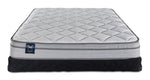Front view of Sealy Essentials Kairo Medium Euro Top Full mattress and low profile boxspring set with black quilted base