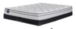 Sealy Essentials Kairo Medium Euro Top Queen mattress with split low profile boxspring, three-quarter view