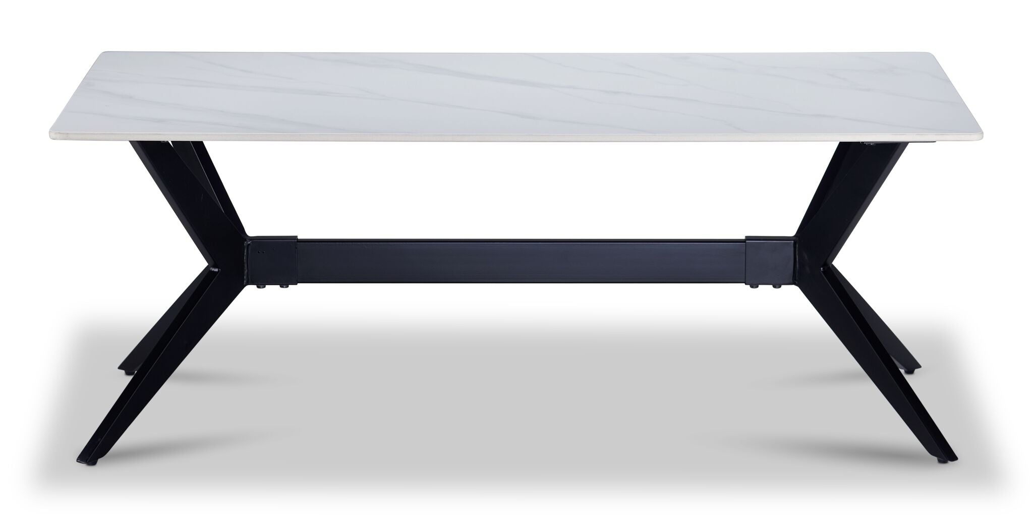 Kalani 47" Coffee Table - White Sintered Stone & Black Metal