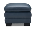 Kendrick Leather Ottoman - Blue