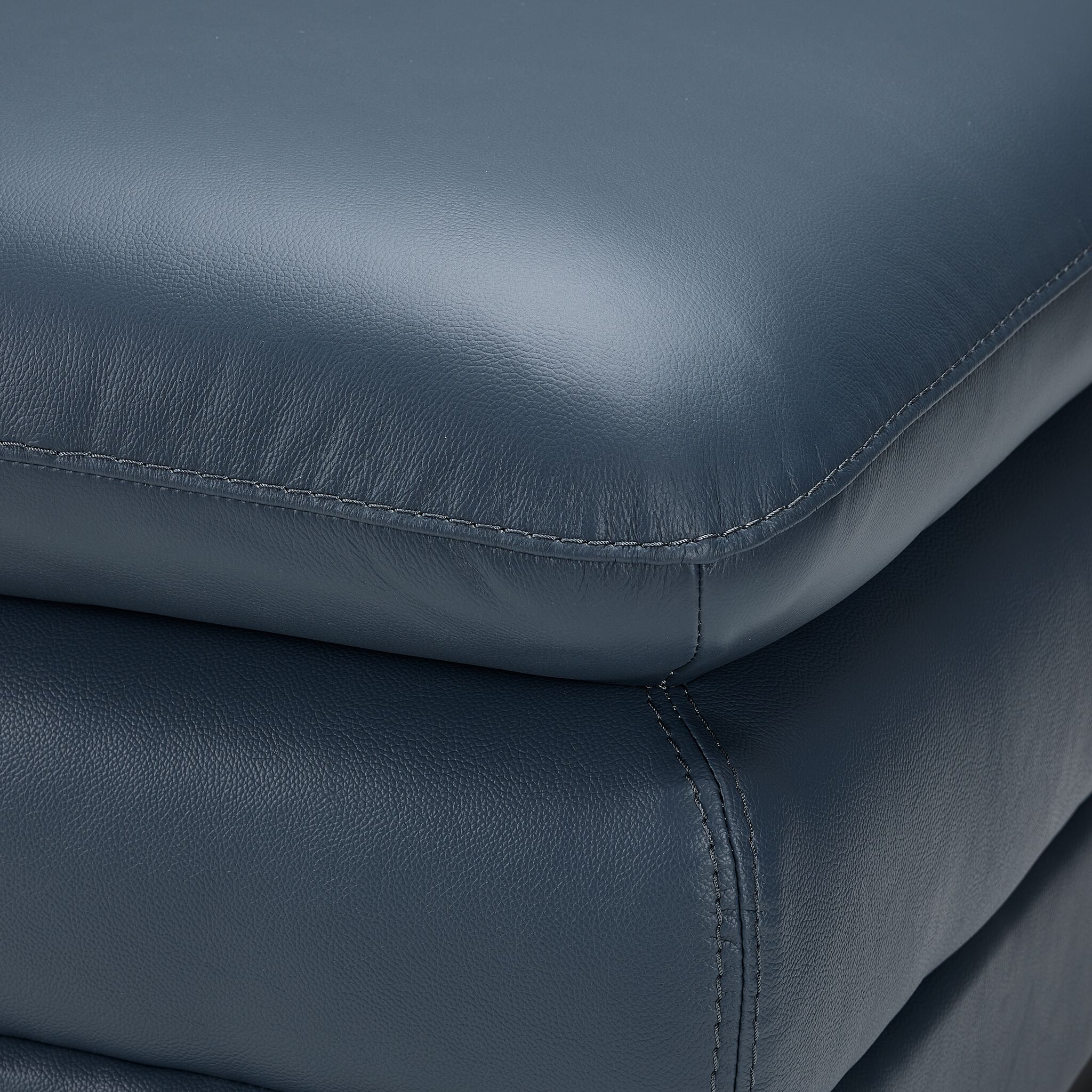 Kendrick Leather Ottoman - Blue