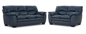 Kendrick Ens. Sofa et causeuse en cuir - bleu