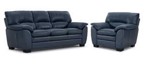 Kendrick Ens. Sofa et fauteuil en cuir - bleu