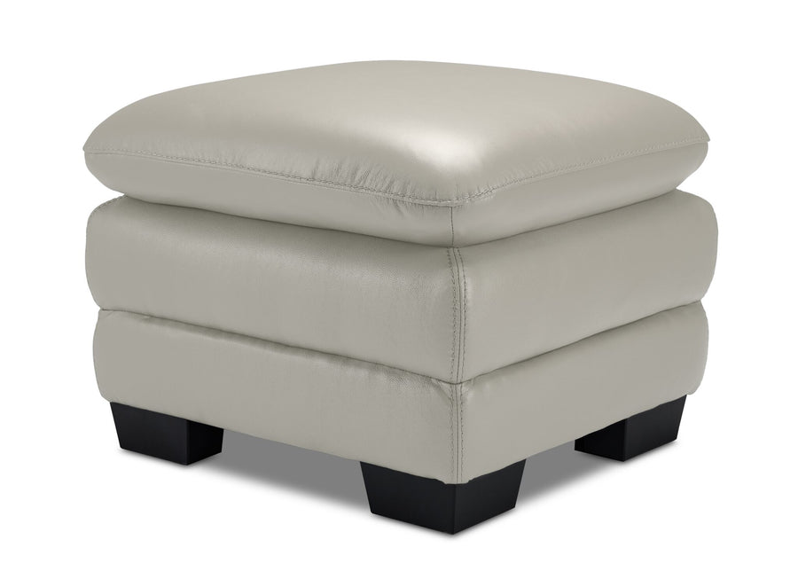 Kendrick Leather Ottoman - Silver Grey