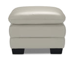 Kendrick Leather Ottoman - Silver Grey