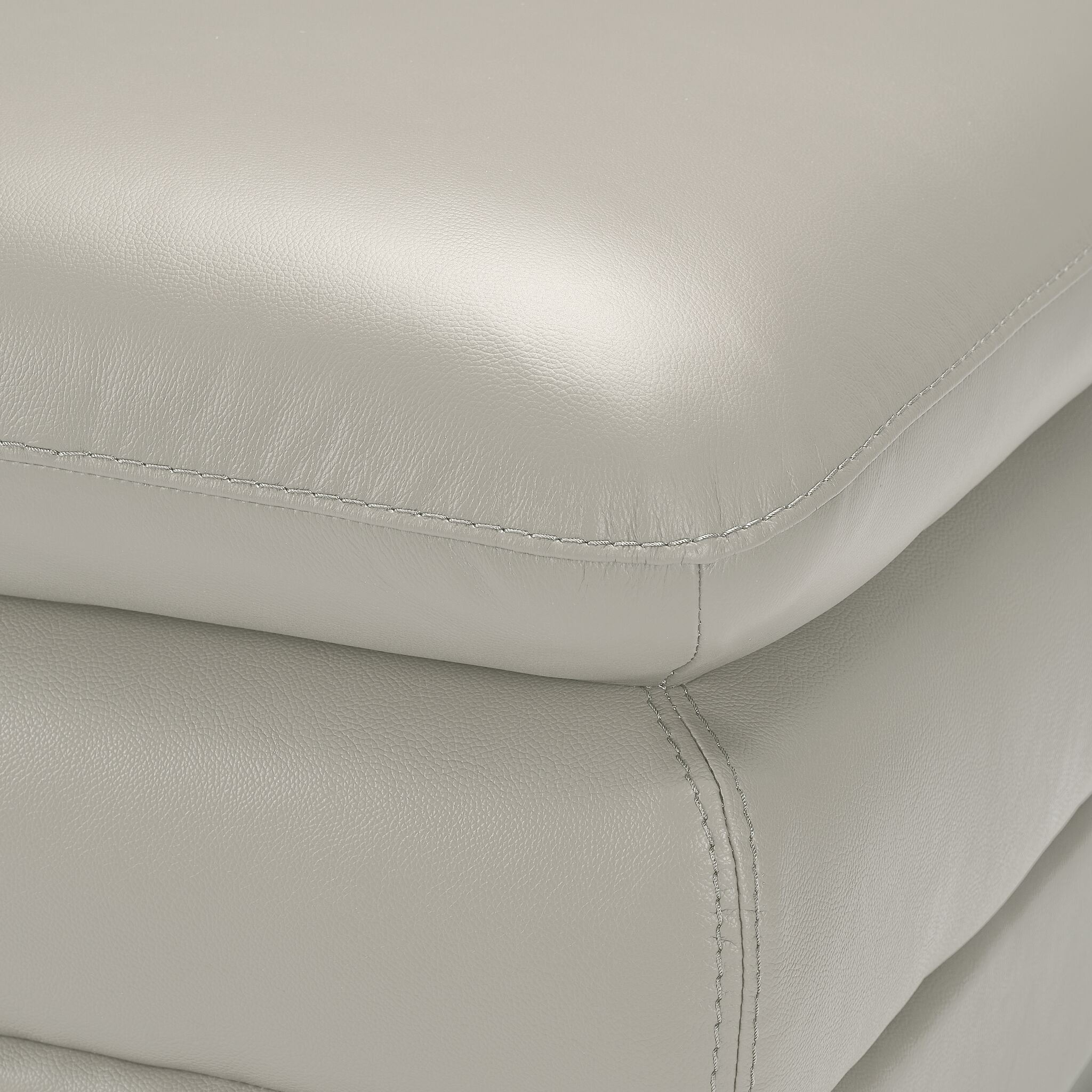 Kendrick Leather Ottoman - Silver Grey