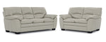 Kendrick Leather Sofa and Loveseat Set - Silver Grey