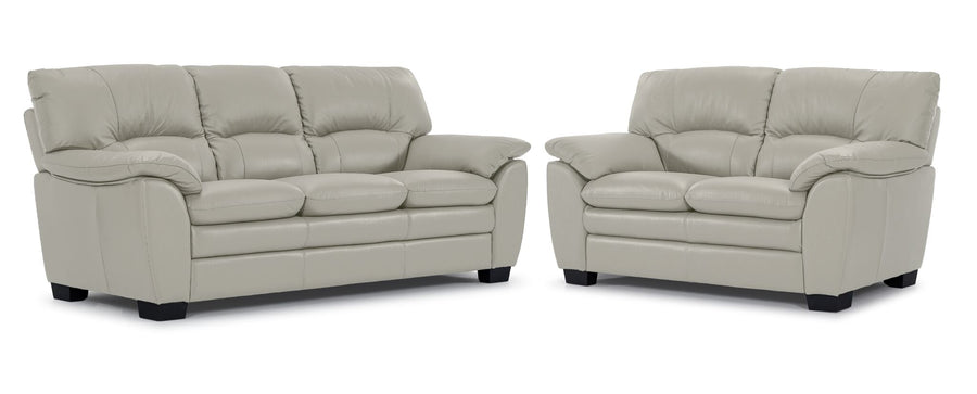Kendrick Leather Sofa and Loveseat Set - Silver Grey