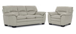 Kendrick Leather Sofa and Chair Set - Silver Grey