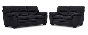 Kendrick Ens. Sofa et causeuse en cuir - noir