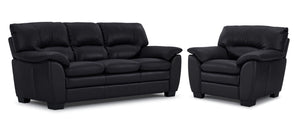 Kendrick Ens. Sofa et fauteuil en cuir - noir