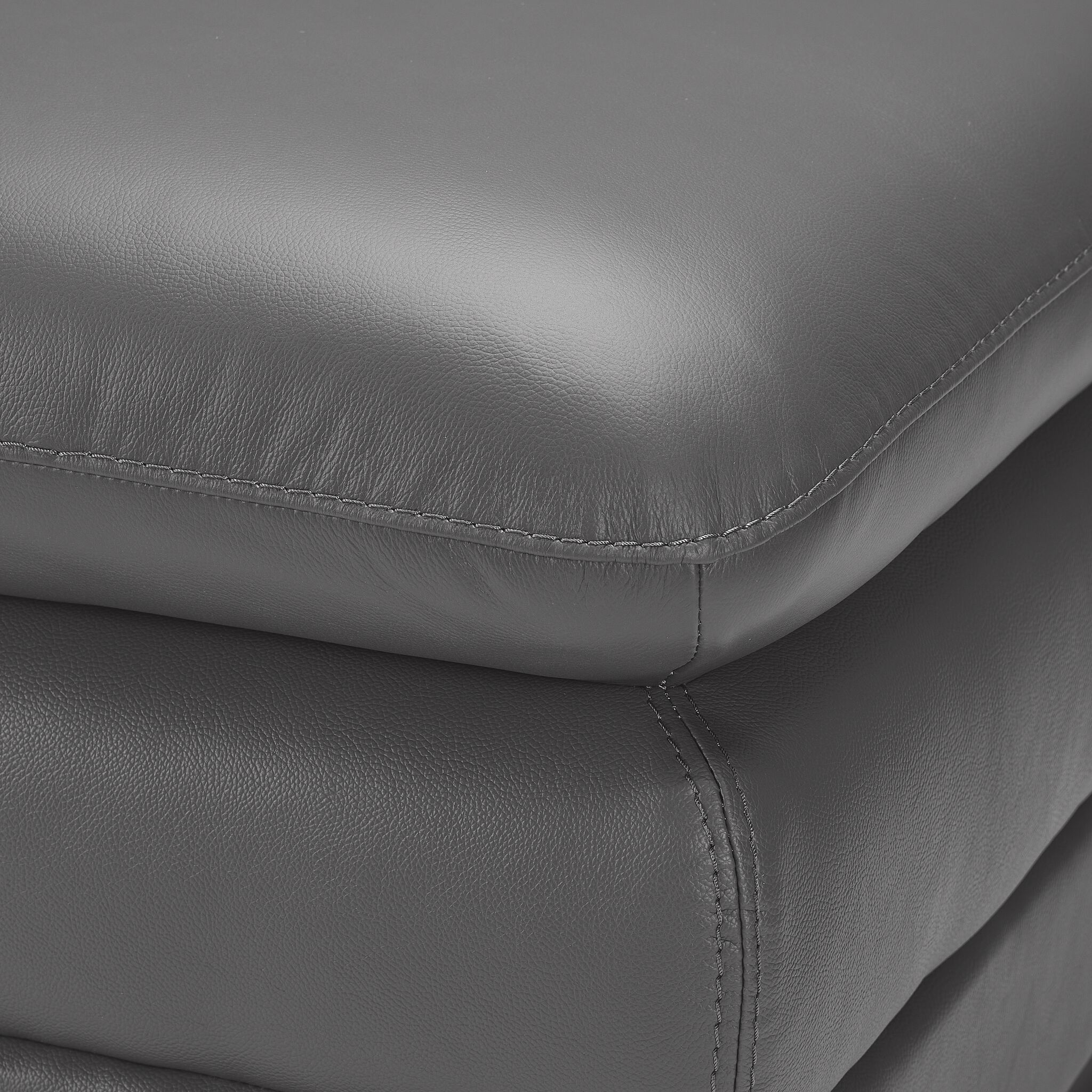 Kendrick Leather Ottoman - Grey
