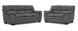 Kendrick Ens. Sofa et causeuse en cuir - gris