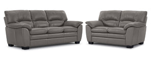 Kendrick Ens. Sofa et causeuse en cuir - gris