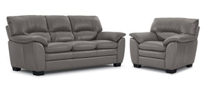 Kendrick Ens. Sofa et fauteuil en cuir - gris