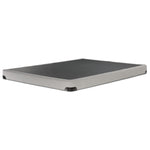 Kingsdown White Boucle twin XL low-profile boxspring with beige polyester upholstery and black support surface, angled view
