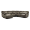 Kingsley Sectionnel inclinable électrique en cuir 6 mcx avec fauteuil allongé à gauche – gris