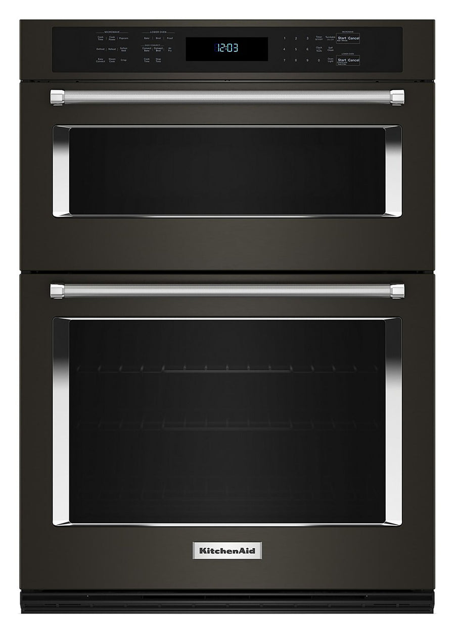 KitchenAid Black Stainless Steel with PrintShield™ Finish 30" Wall Oven and Microwave Combination (5.0 Cu. Ft. / 1.4 Cu. Ft.)- KOEC530PBS