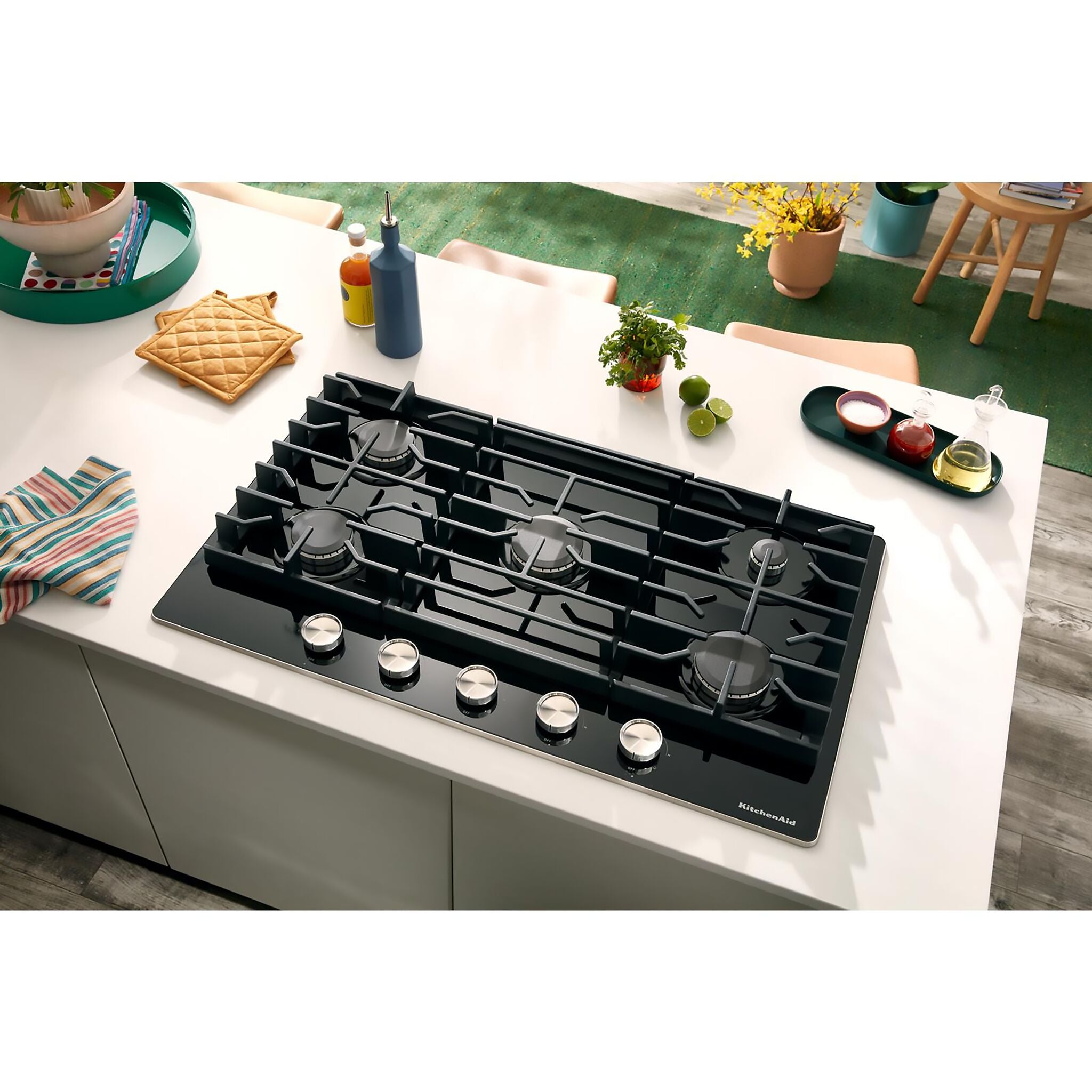 KitchenAid Black 30" Gas Cooktop - KCGG530PBL