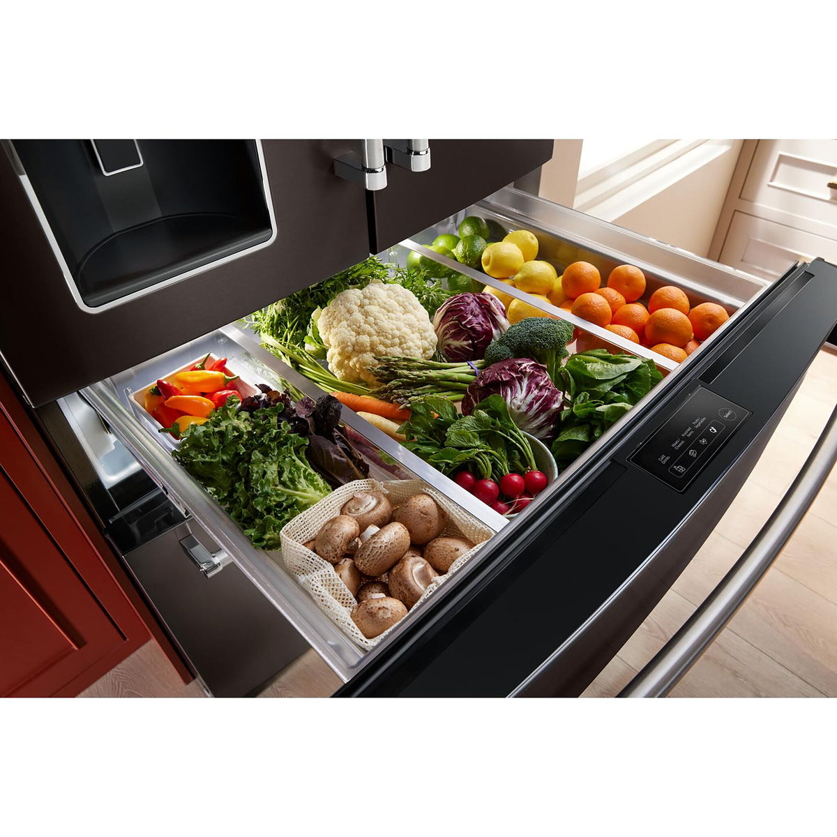 KitchenAid 35.75" 26.2 Cu. Ft. Black Stainless French Door Refrigerator - KRMF536RBS