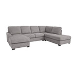 Kramer 4-Piece Sectional with Right-Facing Chaise - Grey with plush cushions, curved arms and spacious chaise seating