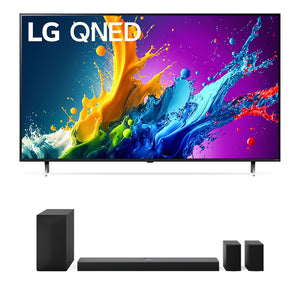 LG Téléviseur intelligent QNED80 65 po QLED 4K et Barre de son 5.1.1 canaux 500W avec haut-parleurs arrière - 65QNED80TUC.ACC/S70TR.ACANLLK