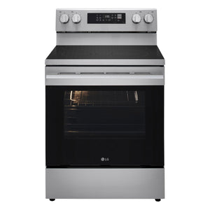 LG Cuisinière intelligente électrique 6,3 pi³ autonome avec friture à air acier inoxydable LREN6323YE