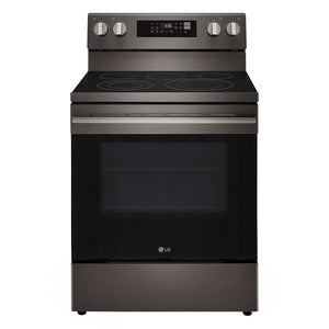 LG Cuisinière intelligente électrique 6,3 pi³ autonome avec friture à air acier inoxydable noir LREN6323ZE