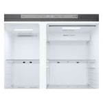 Upper interior close-up with digital controls, LED lighting and adjustable glass shelves