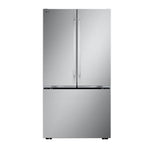 Front view of LG LF27NCH10S French door refrigerator in stainless steel with bottom freezer drawer
