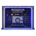 Close-up of LG range blue EasyClean oven interior with ProBake Convection fan and heating element