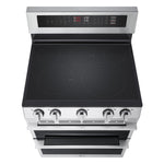 LG Electric Range top-down view showing smooth ceramic cooktop and five radiant elements