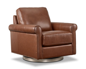 Laguna Fauteuil pivotant en cuir - brun