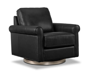 Laguna Fauteuil pivotant en cuir - noir