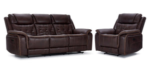 Laredo Ens. Sofa et fauteuil inclinables électriques - noyer