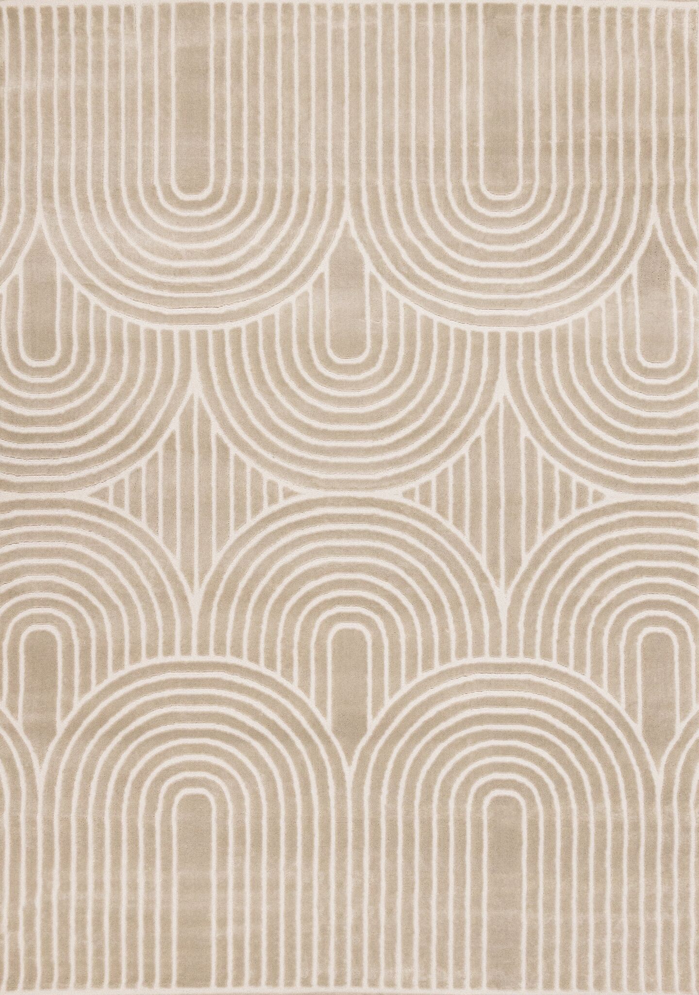 Sculpted Dunes 5'3" x 7'7" Modern Geometric Arches Pattern Area Rug - Cream, Beige