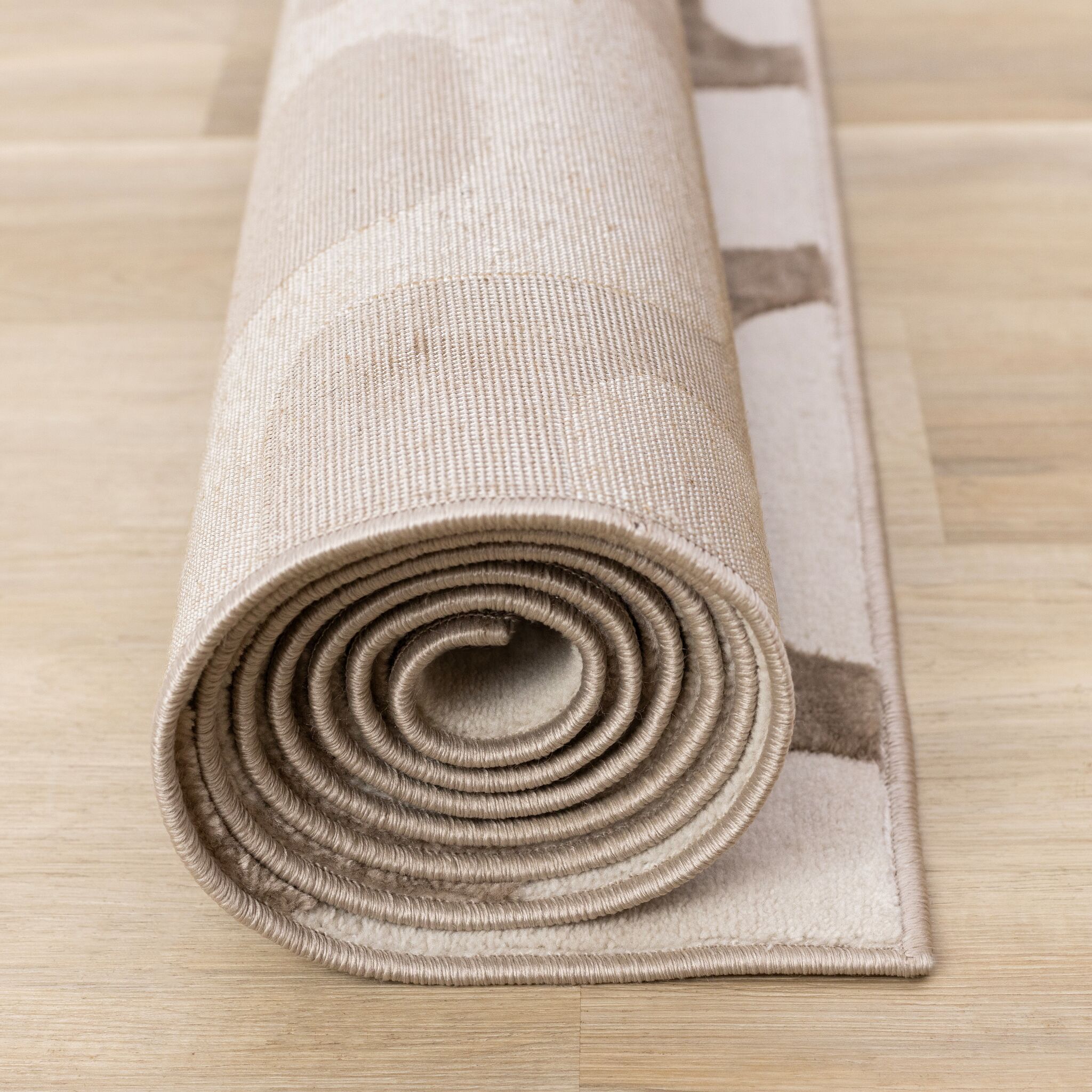 Vintage Vibes 6'7" x 9'6" Mid-Century Modern Area Rug - Brown, Cream