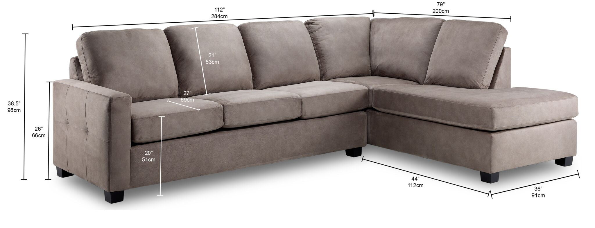 Lindsay 2-Piece Sectional with Right Facing Chaise - Beige