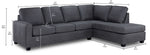 Lindsay 2-Piece Sectional with Right Facing Chaise - Grey