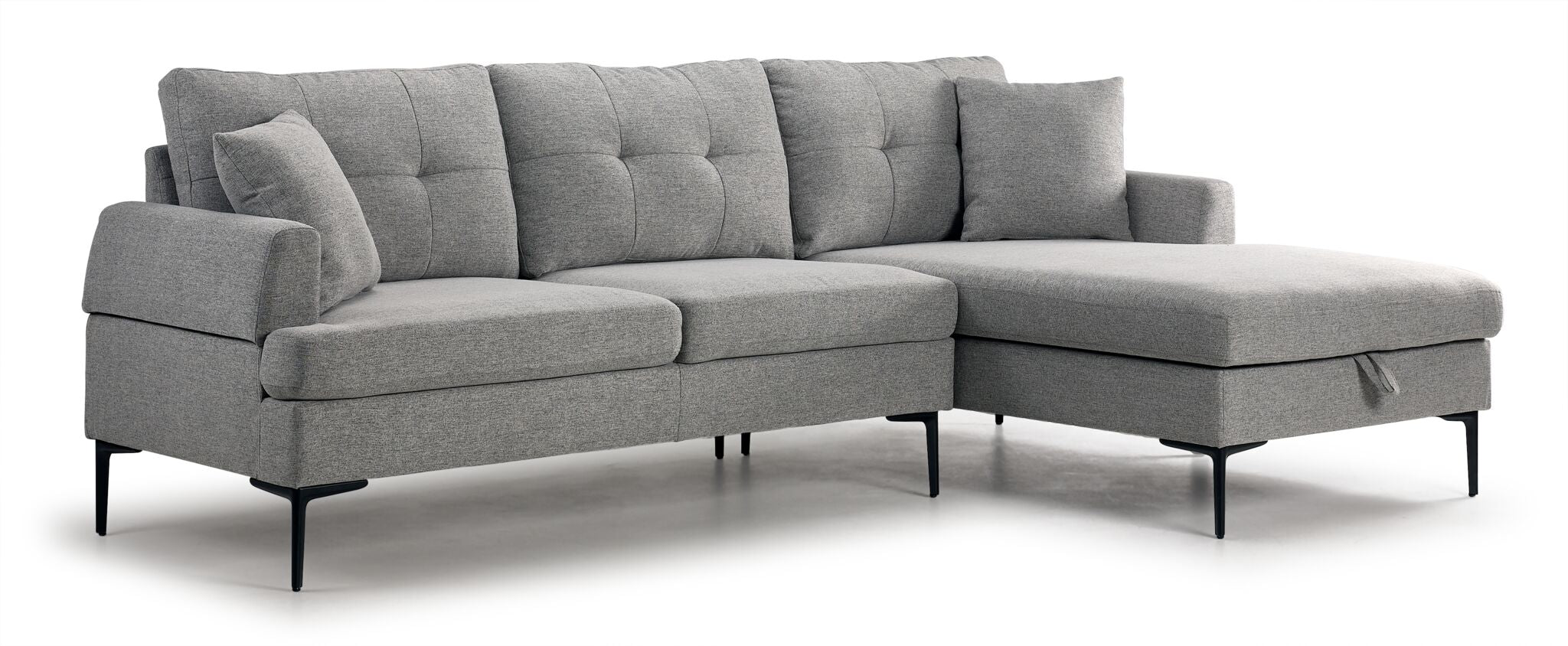 Louie 2-Piece Sectional with Right-Facing Storage Chaise - grey