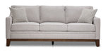 Lucerne grey sofa with contemporary shape, polyester upholstery and clean front view