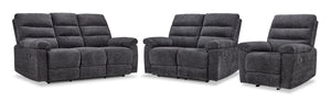 Lucie Ens. Sofa, causeuse et fauteuil inclinables - anthracite