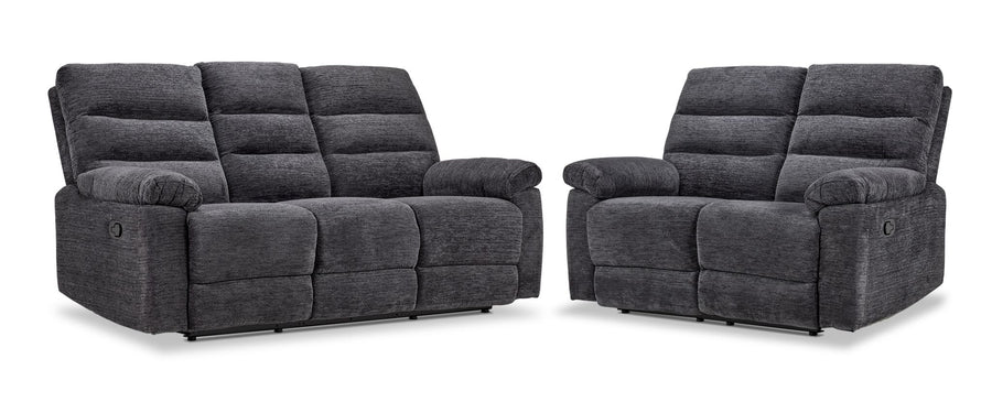 Lucie Reclining Sofa and Loveseat Set - Charcoal