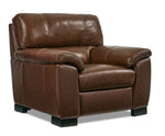 Maddox Leather Sofa, Loveseat and Chair Set - Cognac