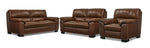 Maddox Leather Sofa, Loveseat and Chair Set - Cognac