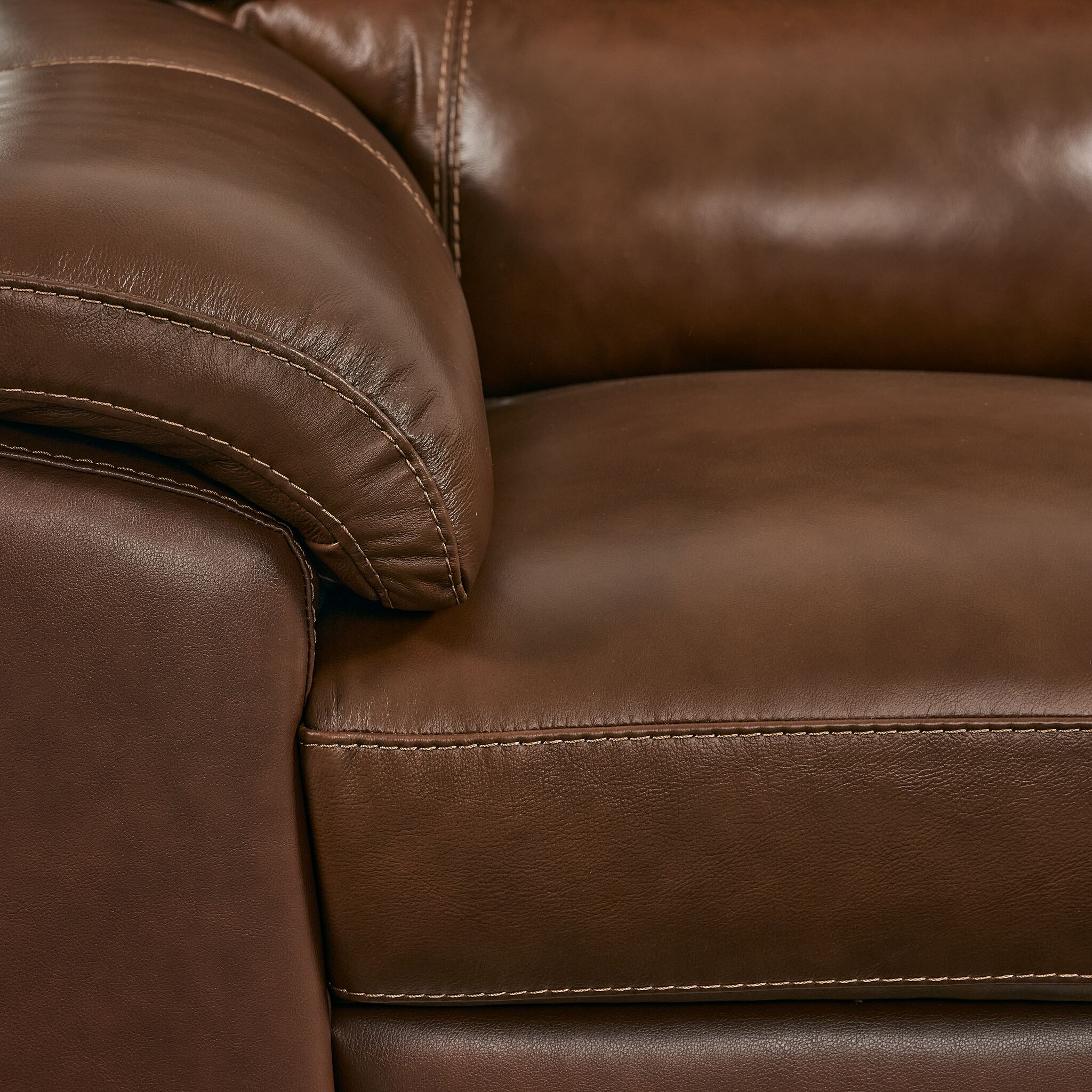 Maddox Leather Sofa, Loveseat and Chair Set - Cognac