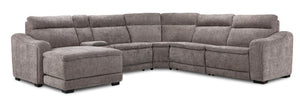 Madison Sectionnel inclinable électrique 6 mcx à double inclinaison avec fauteuil allongé à gauche – brun